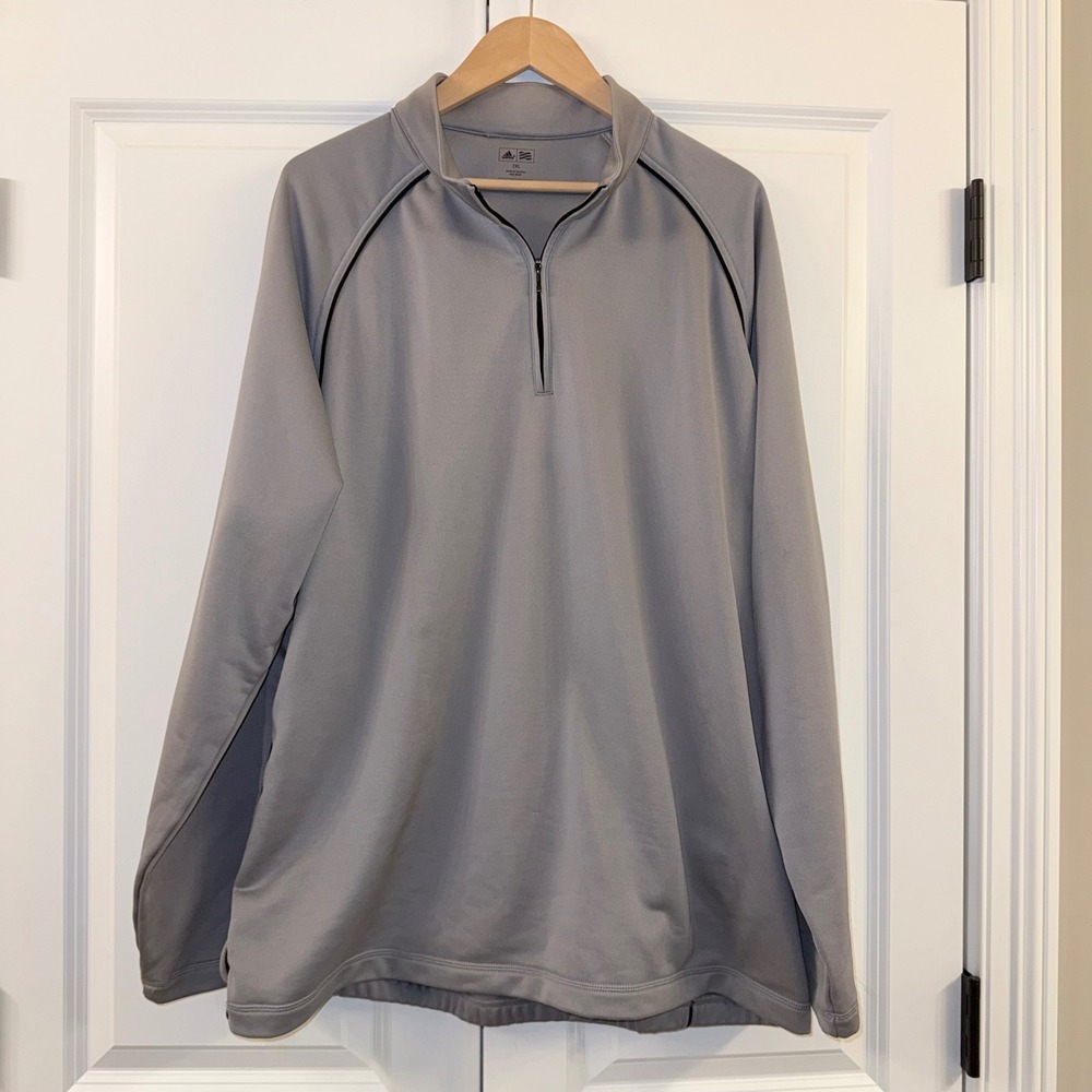 Adidas Golf Pullover 2XL Gray Quarter Zip Long Sleeve‎ Mens Activewear